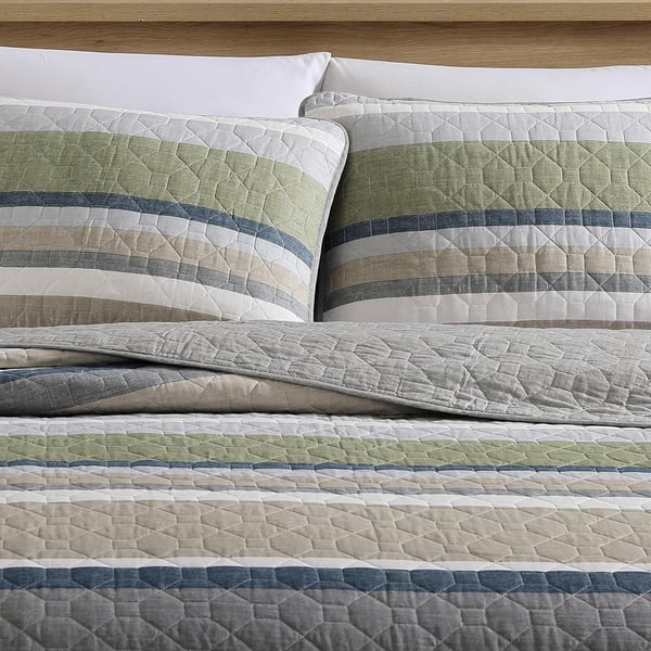 Eddie Bauer  Twin Quilt Set Cotton Reversible Bedding Set with Matching Sham Lightweight Home Decor for All Seasons Salmon Ladder Beige TwinSalmon Ladder KhakiGreyNavyGreen Queen