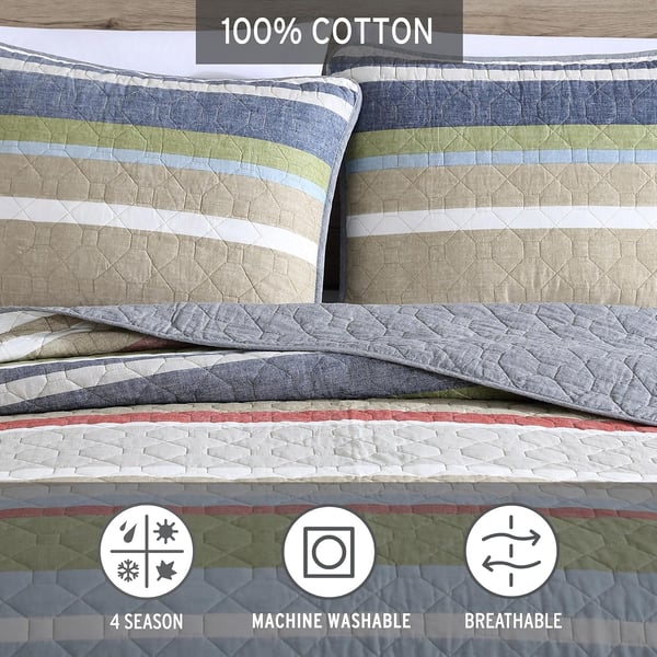 Eddie Bauer  Twin Quilt Set Cotton Reversible Bedding Set with Matching Sham Lightweight Home Decor for All Seasons Salmon Ladder Beige TwinSalmon Ladder Multi Twin