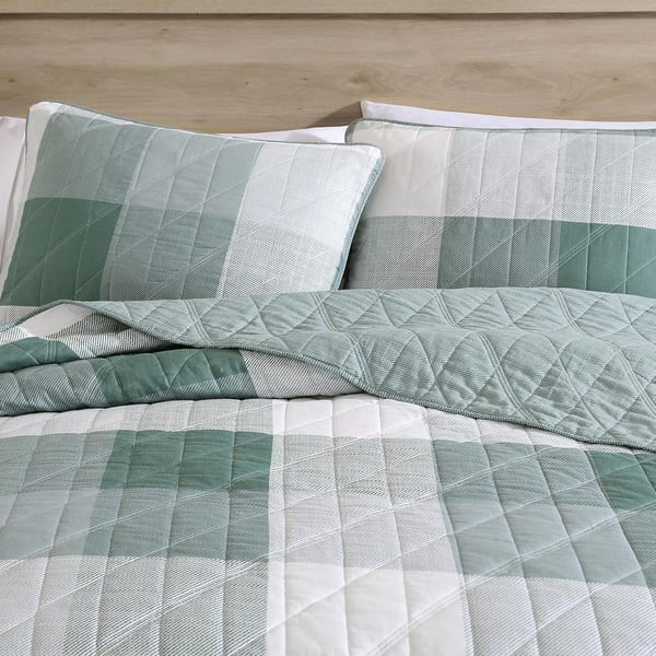 Eddie Bauer  Twin Quilt Set Cotton Reversible Bedding with Matching Sham Medium Weight Home Decor Boulder Green TwinEddie Bauer  Twin Quilt Set Cotton Reversible Bedding with Matching Sham Medium Weight Home Decor Boulder Green Twin