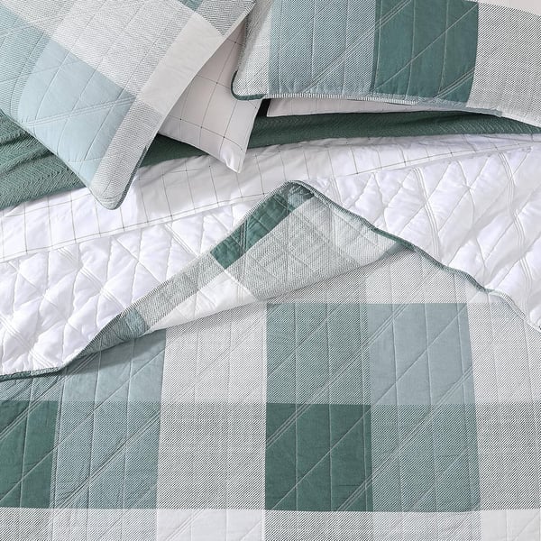 Eddie Bauer  Twin Quilt Set Cotton Reversible Bedding with Matching Sham Medium Weight Home Decor Boulder Grey TwinDaybed Green