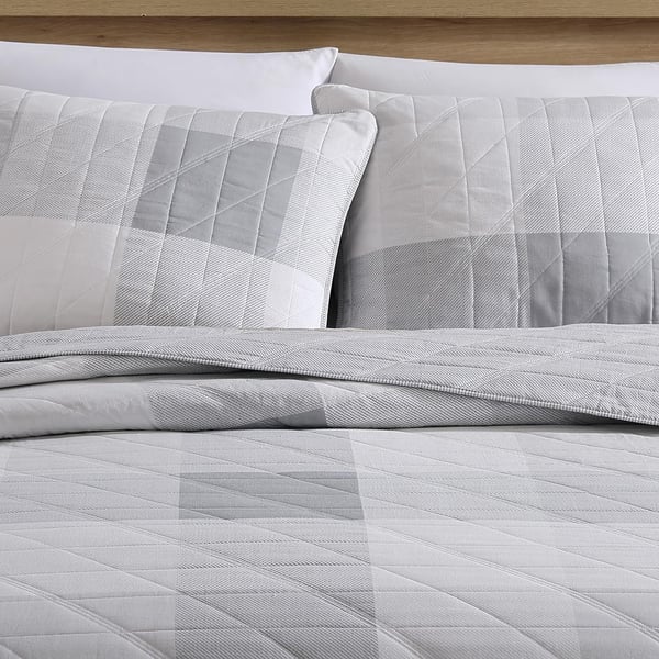 Eddie Bauer  Twin Quilt Set Cotton Reversible Bedding with Matching Sham Medium Weight Home Decor Boulder Grey TwinQueen Grey