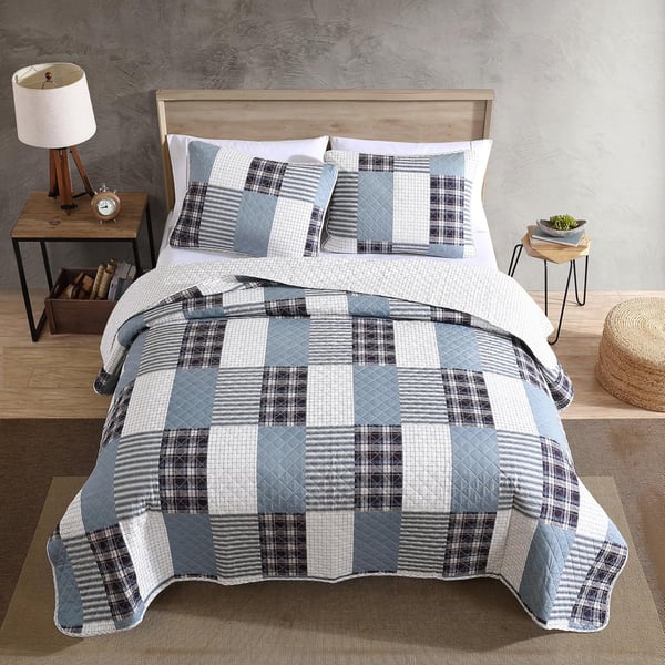 Eddie Bauer  Twin Quilt Set Reversible Cotton Bedding with Matching Sham Home Decor for All Seasons Camano Island Plum TwinCamano Island Plum King