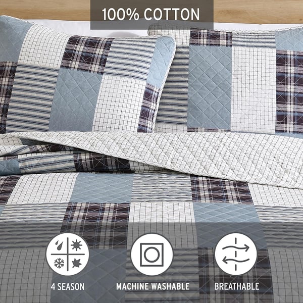 Eddie Bauer  Twin Quilt Set Reversible Cotton Bedding with Matching Sham Home Decor for All Seasons Camano Island Plum TwinCamano Island Plum Twin