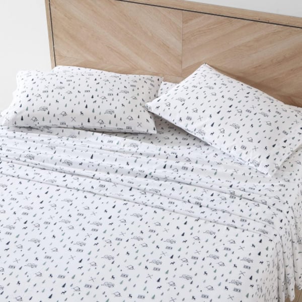 Eddie Bauer  Twin Sheets Cotton Percale Bedding Set Crisp amp Cool Home Decor Eddies Oar 3 pieces Twin White and BlueFull Campout WhiteNavy