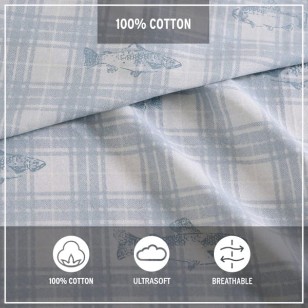 Eddie Bauer  Twin Sheets Cotton Percale Bedding Set Crisp amp Cool Home Decor Eddies Oar 3 pieces Twin White and BlueFull Methow Plaid BlueWhite