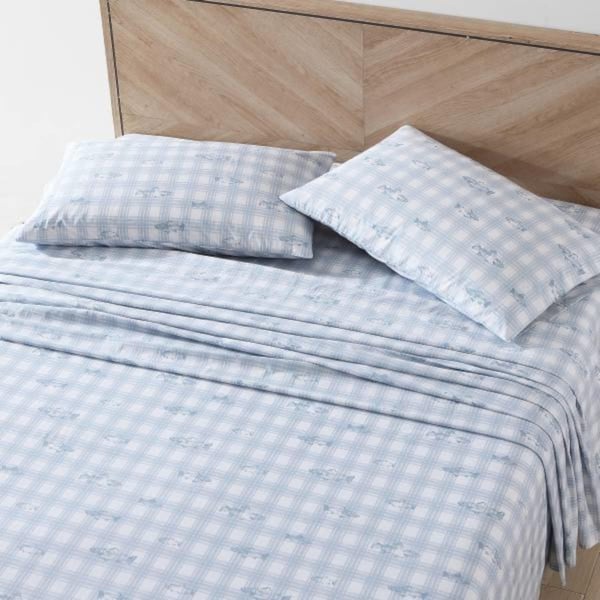 Eddie Bauer  Twin Sheets Cotton Percale Bedding Set Crisp amp Cool Home Decor Eddies Oar 3 pieces Twin White and BlueKing Methow Plaid BlueWhite