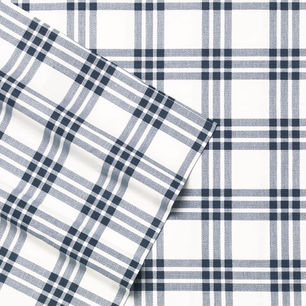 Eddie Bauer  Twin Sheets Cotton Percale Bedding Set Crisp amp Cool Home Decor Eddies Oar 3 pieces Twin White and BlueKing Plaid NavyWhite