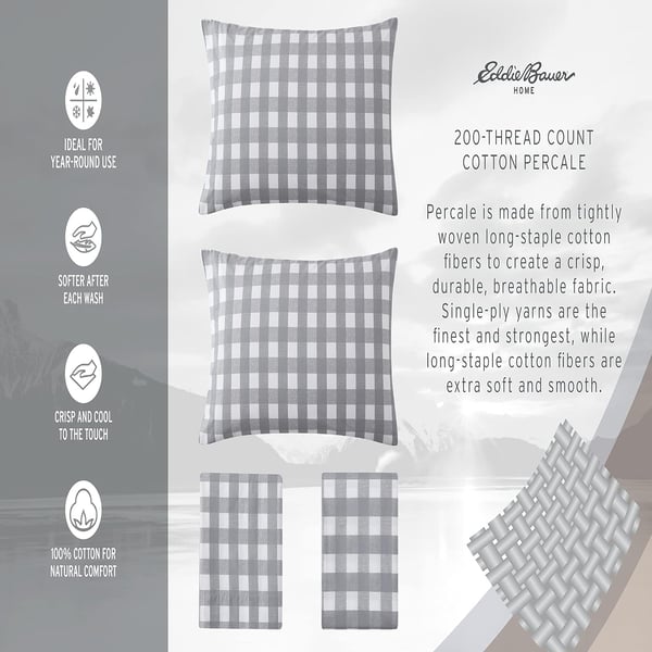 Eddie Bauer  Twin Sheets Cotton Percale Bedding Set Crisp amp Cool Home Decor Eddies Oar 3 pieces Twin White and BlueQueen Ticking Stripe BlueWhite