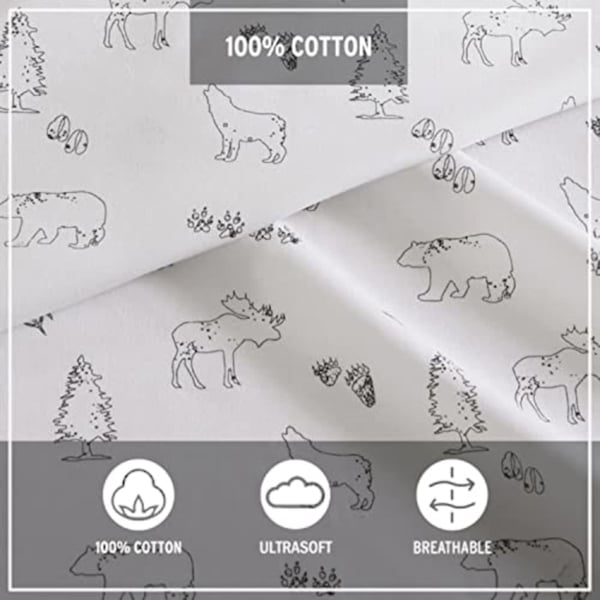 Eddie Bauer  Twin Sheets Cotton Percale Bedding Set Crisp amp Cool Home Decor Eddies Oar 3 pieces Twin White and BlueTwin Animal Tracks WhiteBlack