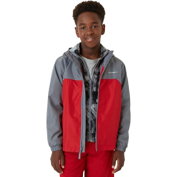 Eddie Bauer Boys Rain Jacket  Lone Peak Waterproof 3in1 Insulated Windbreaker Coat with Removable Fleece Lining 520Crimson