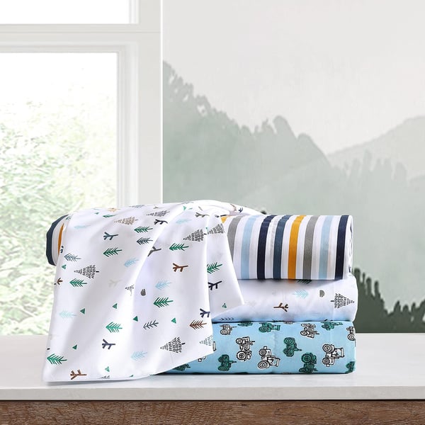 Eddie Bauer Kids  Twin Sheets Stain Resistant Kids Bedding Ideal for Toddler Bedding Set Vivid Stripe Blue TwinDreamland Green Twin