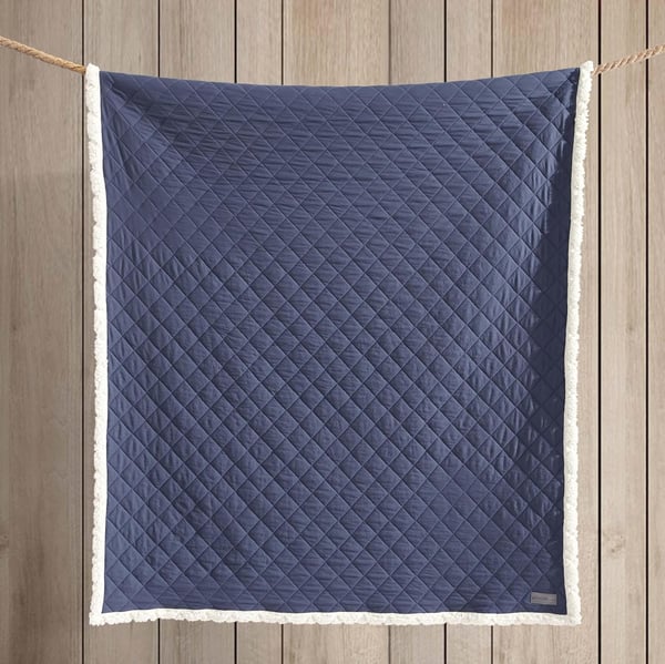 Eddie Bauer Throw Blanket Reversible Sherpa Fleece Bedding Home Decor for All Seasons Solid Navy Blue 50 x 60Solid Navy Blue