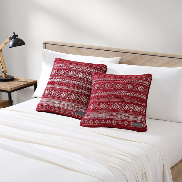 Eddie Bauer Throw Pillow Cover Set Embroidered Home Dcor All Season Bedding Classic Fair Isle Red 2 Piece 20 x 20Eddie Bauer Throw Pillow Cover Set Embroidered Home Dcor All Season Bedding Classic Fair Isle Red 2 Piece 20 x 20