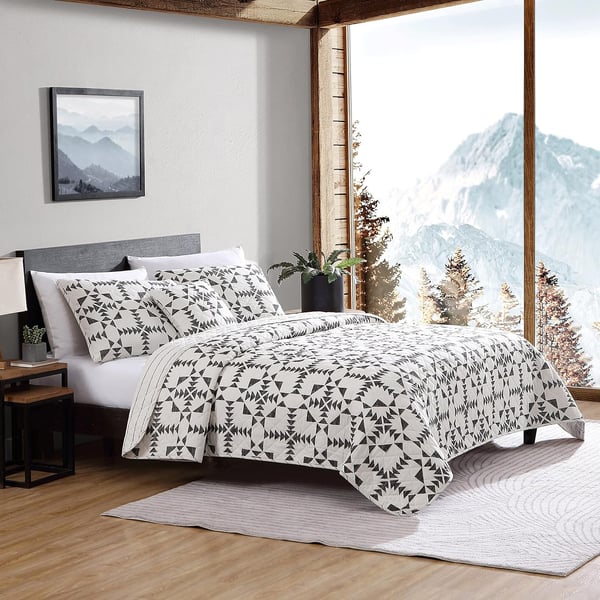 Eddie Bauer Twin Quilt Set Cotton Reversible Bedding Set All Season Lodge Home Dcor Arrowhead Red TwinBonus Quilt Set King Arrowhead CharcoalIvory