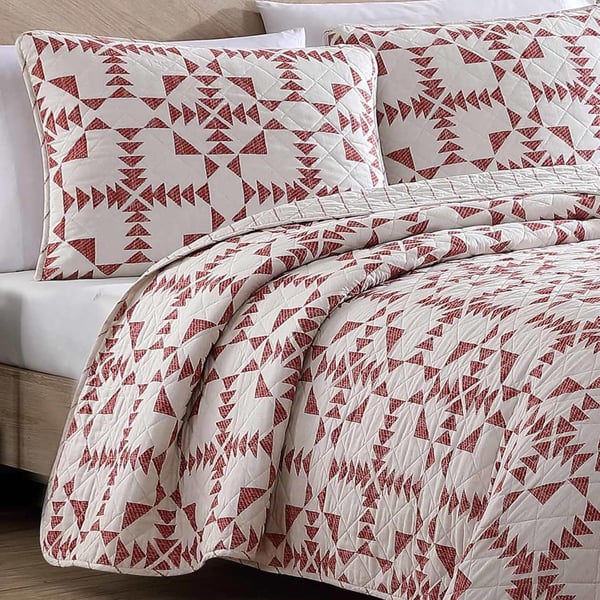 Eddie Bauer Twin Quilt Set Cotton Reversible Bedding Set All Season Lodge Home Dcor Arrowhead Red TwinQuilt Set King Arrowhead RedIvory