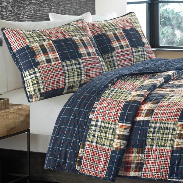 Eddie Bauer Twin Quilt Set Cotton Reversible Bedding Set All Season Lodge Home Dcor Madrona NavyRed TwinKing Madrona NavyRed