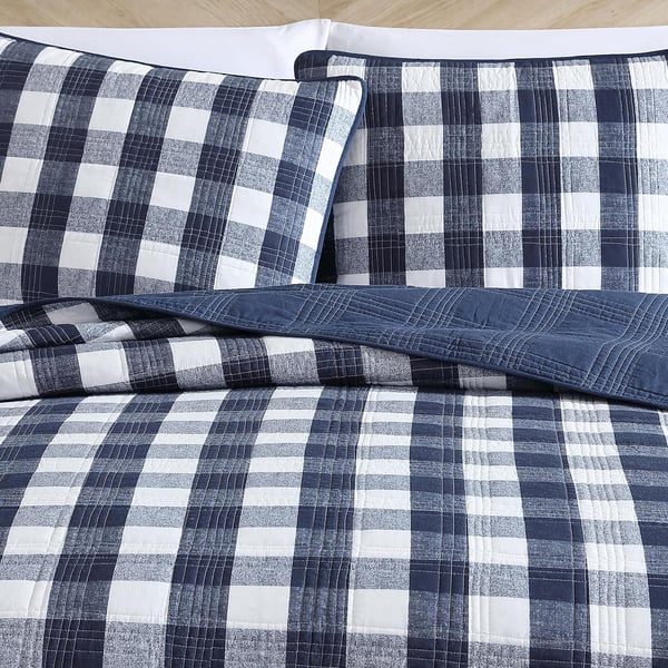 Eddie Bauer Twin Quilt Set Cotton Reversible Bedding with Matching Sham Home Decor for All Seasons Lakehouse Plaid Blue TwinEddie Bauer Twin Quilt Set Cotton Reversible Bedding with Matching Sham Home Decor for All Seasons Lakehouse Plaid Blue Twin