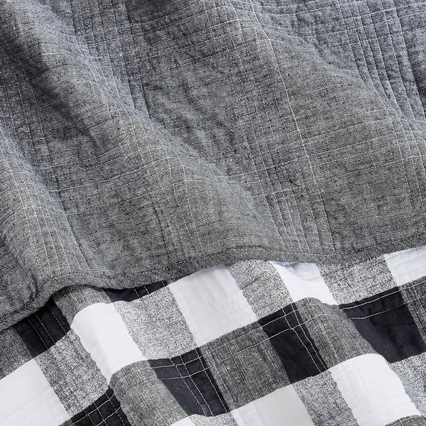 Eddie Bauer Twin Quilt Set Cotton Reversible Bedding with Matching Sham Home Decor for All Seasons Lakehouse Plaid Light Grey TwinTwin Dark Grey