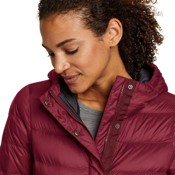 Eddie Bauer Womens StratusTherm Hooded Down JacketDark Berry