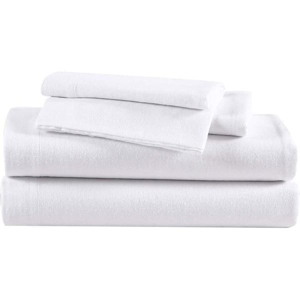 Eddie Bauer  Queen Sheets Cotton Flannel Bedding Set Brushed for Extra Softness Cozy Home Decor White QueenWhite