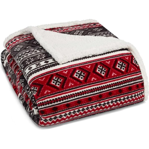 Eddie Bauer  Twin Blanket Reversible Sherpa Fleece Bedding Soft amp Cozy Home Decor Mountain Village Red TwinBlackRedWhite Twin