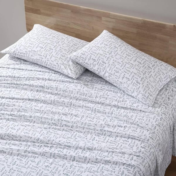 Eddie Bauer  Twin Sheets Cotton Percale Bedding Set Crisp amp Cool Home Decor Eddies Oar 3 pieces Twin White and BlueFull Albright Hill GreenWhite