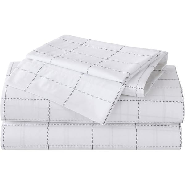 Eddie Bauer  Twin Sheets Cotton Percale Bedding Set Crisp amp Cool Home Decor Eddies Oar 3 pieces Twin White and BlueFull Northern Plaid WhiteGrey