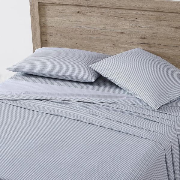 Eddie Bauer  Twin Sheets Cotton Percale Bedding Set Crisp amp Cool Home Decor Eddies Oar 3 pieces Twin White and BlueFull Ticking Stripe BlueWhite