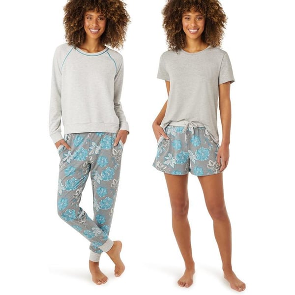 Eddie Bauer 4pc Womens Pajama Sets  Long Sleeve amp Jogger Pajama Set for Women  Womens Pajama Sets Shorts amp Crewneck TopAsst1tee