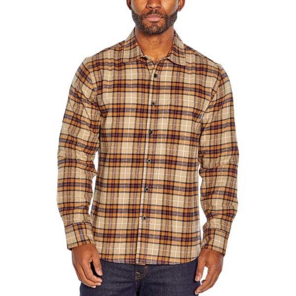 Eddie Bauer Bristol Mens Flannel ShirtKhaki Plaid