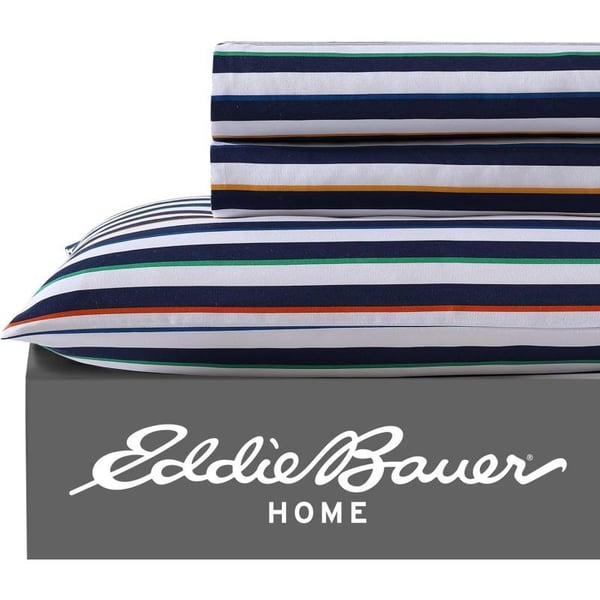 Eddie Bauer Kids  Twin Sheets Stain Resistant Kids Bedding Ideal for Toddler Bedding Set Vivid Stripe Blue TwinStripes Game Blue Full