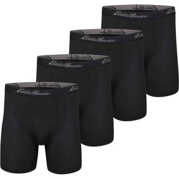 Eddie Bauer Mens 5 No Fly Performance Boxer Brief Underwear 3 Pack or 4 PackMesh Black