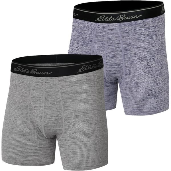 Eddie Bauer Mens 6 Cotton Boxer Briefs 2PackAir Knit  CharcoalNavy