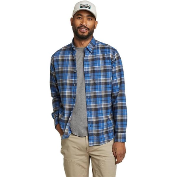 Eddie Bauer Mens Eddies Favorite Classic Fit Flannel Shirt  PlaidRegular Airforce Blue