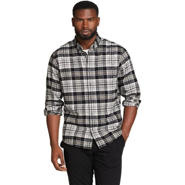 Eddie Bauer Mens Eddies Favorite Classic Fit Flannel Shirt  PlaidRegular Dark Smoke