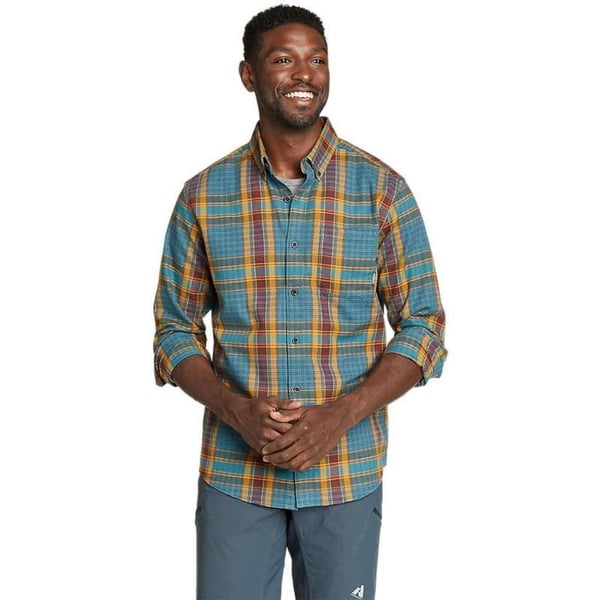 Eddie Bauer Mens Eddies Favorite Classic Fit Flannel Shirt  PlaidTall Stream