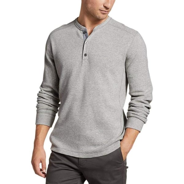 Eddie Bauer Mens Eddies Favorite Ultrasoft Thermal HenleyTall Light Heather Gray Grey