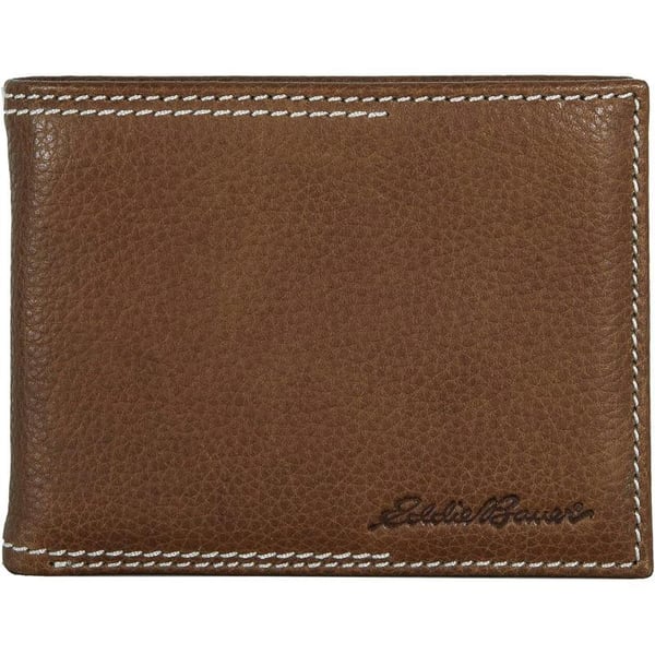 Eddie Bauer Mens Signature Top Stitch Leather Bifold Passcase Wallet with 6 Card Slots and RFID Protection Tan One SizeEddie Bauer Mens Signature Top Stitch Leather Bifold Passcase Wallet with 6 Card Slots and RFID Protection Tan One Size