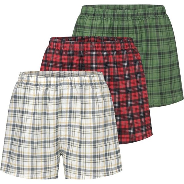 Eddie Bauer Mens Woven Comfortable Boxer Shorts Underwear 3 PackRed TartanGrey StewardFraser Plaid