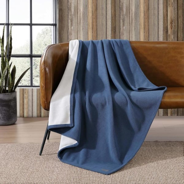 Eddie Bauer UltraPlush Collection Throw BlanketReversible Sherpa Fleece Cover Soft amp Cozy Perfect for Bed or Couch BlueLight GreyThrow BlueLight Grey