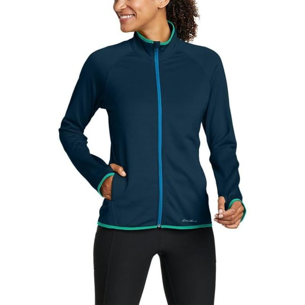 Eddie Bauer Womens Activator Grid Fleece FullZipPeacock