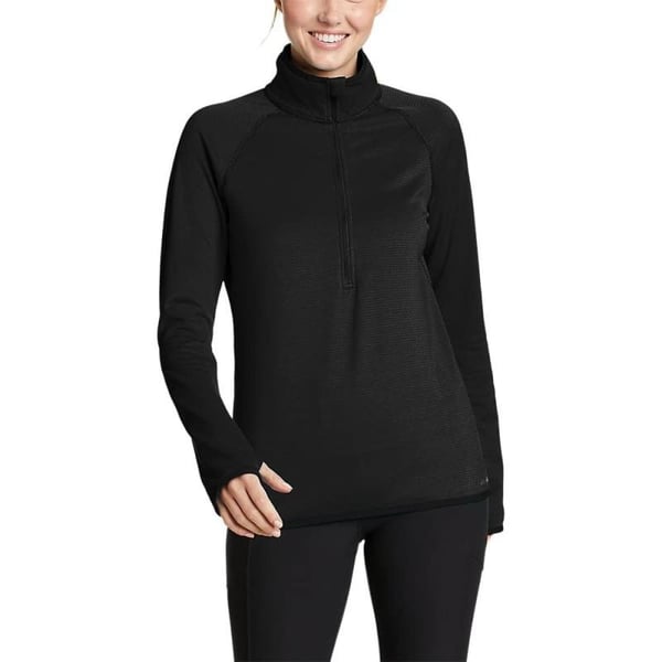 Eddie Bauer Womens Activator Grid Fleece HalfZipBlack