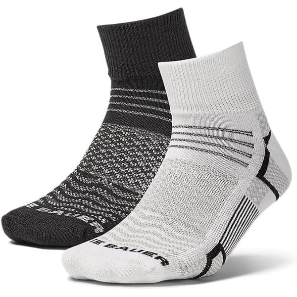 Eddie Bauer Womens Active Pro COOLMAX Quarter Crew Socks  2 PackBlack