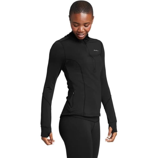 Eddie Bauer Womens Brushed Baselayer 12ZipBlack