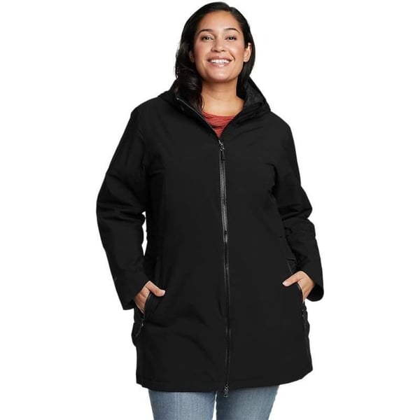 Eddie Bauer Womens Cloud Cap Stretch Insulated Trench CoatPlus Black