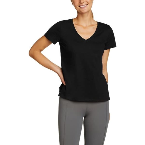 Eddie Bauer Womens Coast and Climb ShortSleeve VNeck TShirt  SolidBlack