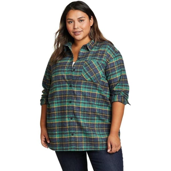 Eddie Bauer Womens EB Hemplify Flannel ShirtPlus Mineral Green