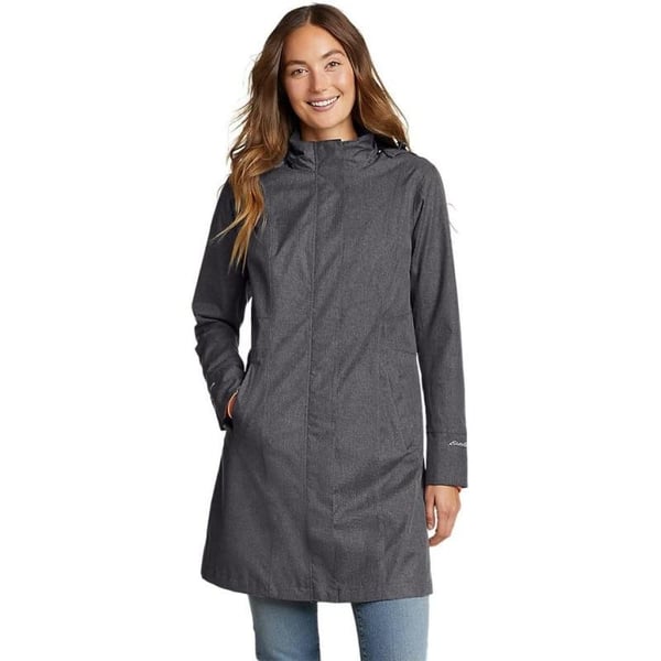 Eddie Bauer Womens Girl on the Go Trench CoatRegular Dk Charcoal Htr