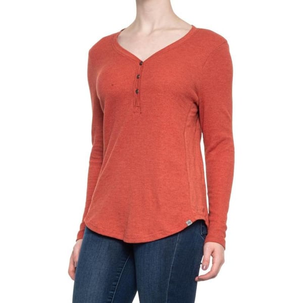 Eddie Bauer Womens Myriad ThermalJersey Mix HenleyWomen Pumpkin Heather