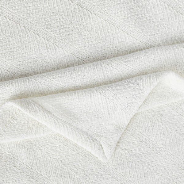 Eddie Bauer  Queen Blanket Lightweight Cotton Bedding Home Decor for All Seasons Herringbone Bone QueenOffwhite